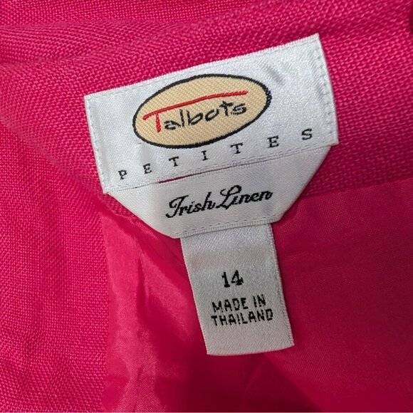 Talbots Irish Linen Skirt Womens Size 14 Pink Spring Lightweight Lined Career - Picture 4 of 10